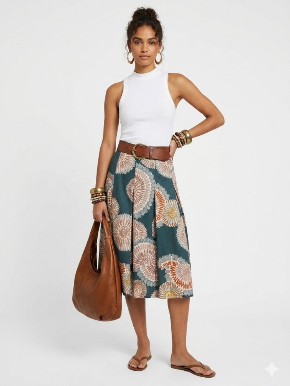 BCBGMaxAzria Pleated Midi Skirt